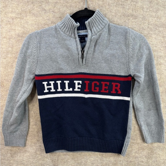 Tommy Hilfiger Other - Tommy Hilfiger Spell Out Sweater Boys‎ Size 7 Cotton 1/2 Zip Pullover